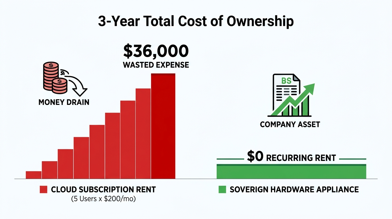 3-Year Total Cost of Ownership: Cloud Subscription Rent vs. Sovereign Hardware Appliance