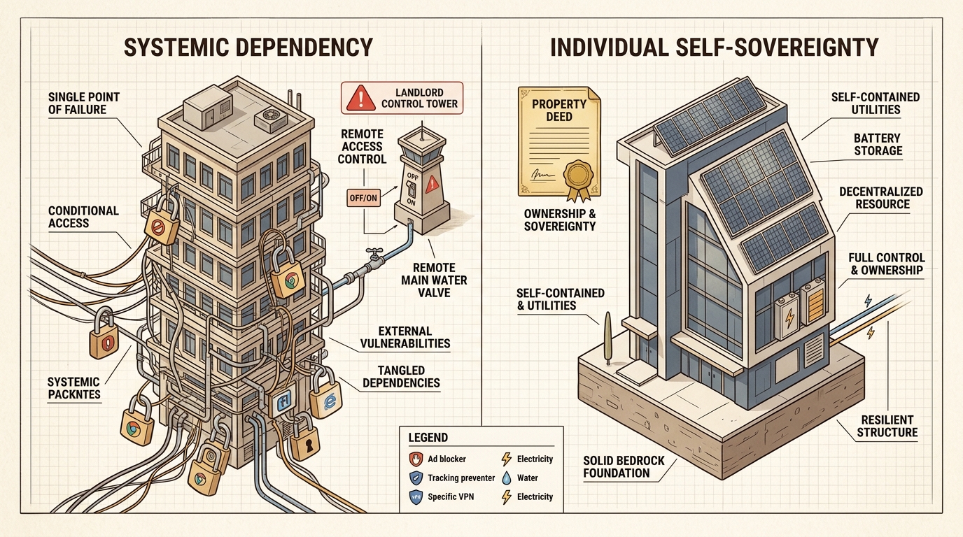 Systemic Dependency vs. Individual Self-Sovereignty: The Leased Strip Mall vs. The Deeded Freehold